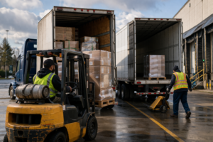 LTL vs FTL shipping comparison showing freight trucks and logistics operations for cost-effective freight transport in 2026