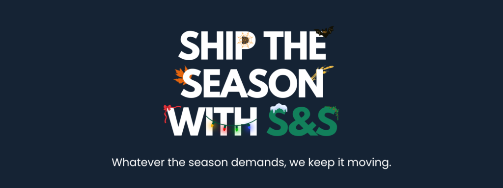 Campaign closing graphic with a truck moving from fall into winter and the message Whatever the season demands, we keep it moving